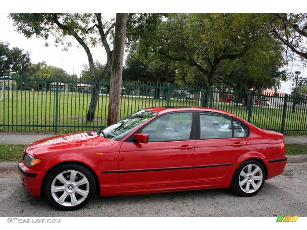 2002 3 Series 325i Sedan - Electric Red / Grey photo #2