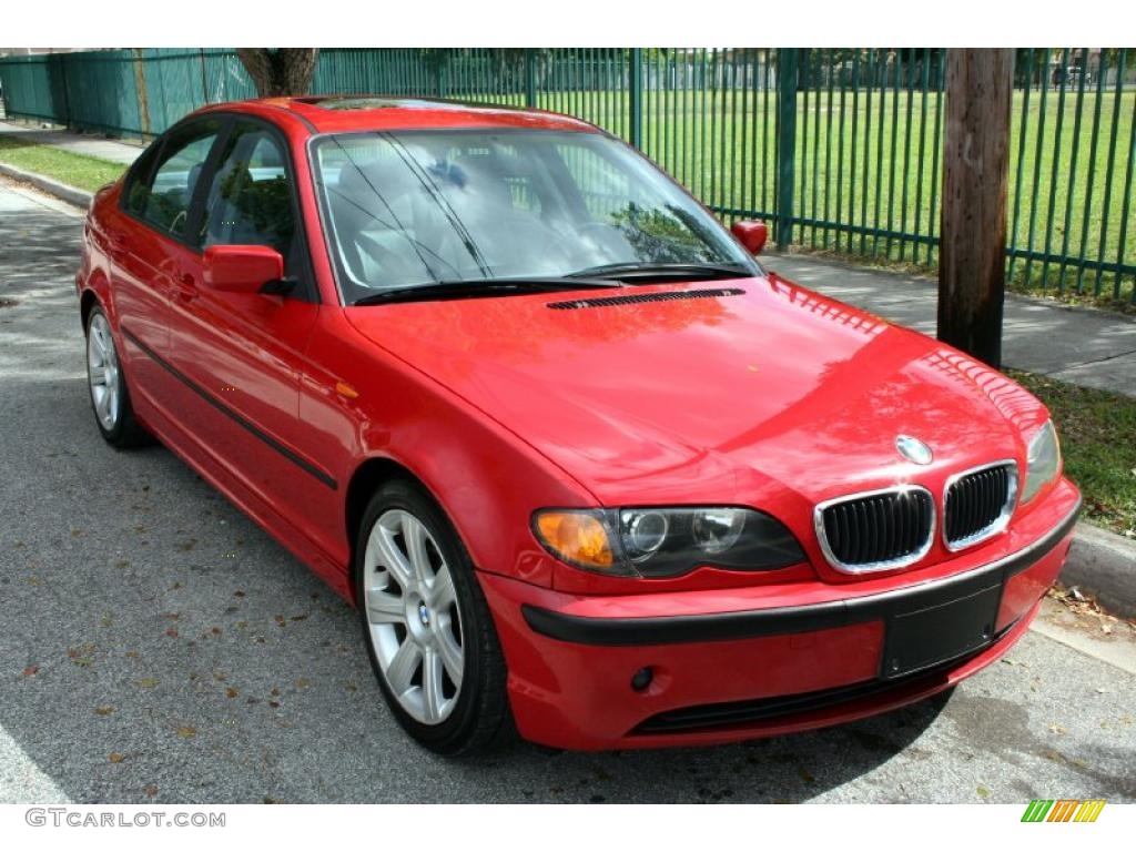 2002 3 Series 325i Sedan - Electric Red / Grey photo #17