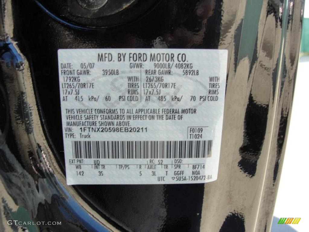 2008 F250 Super Duty Color Code UD for Black Photo #40859141