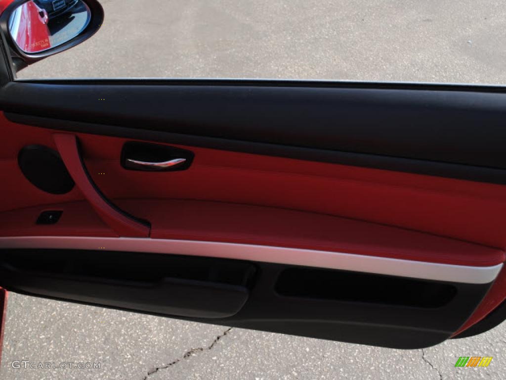 2008 BMW 3 Series 328i Convertible Coral Red/Black Door Panel Photo #40860289
