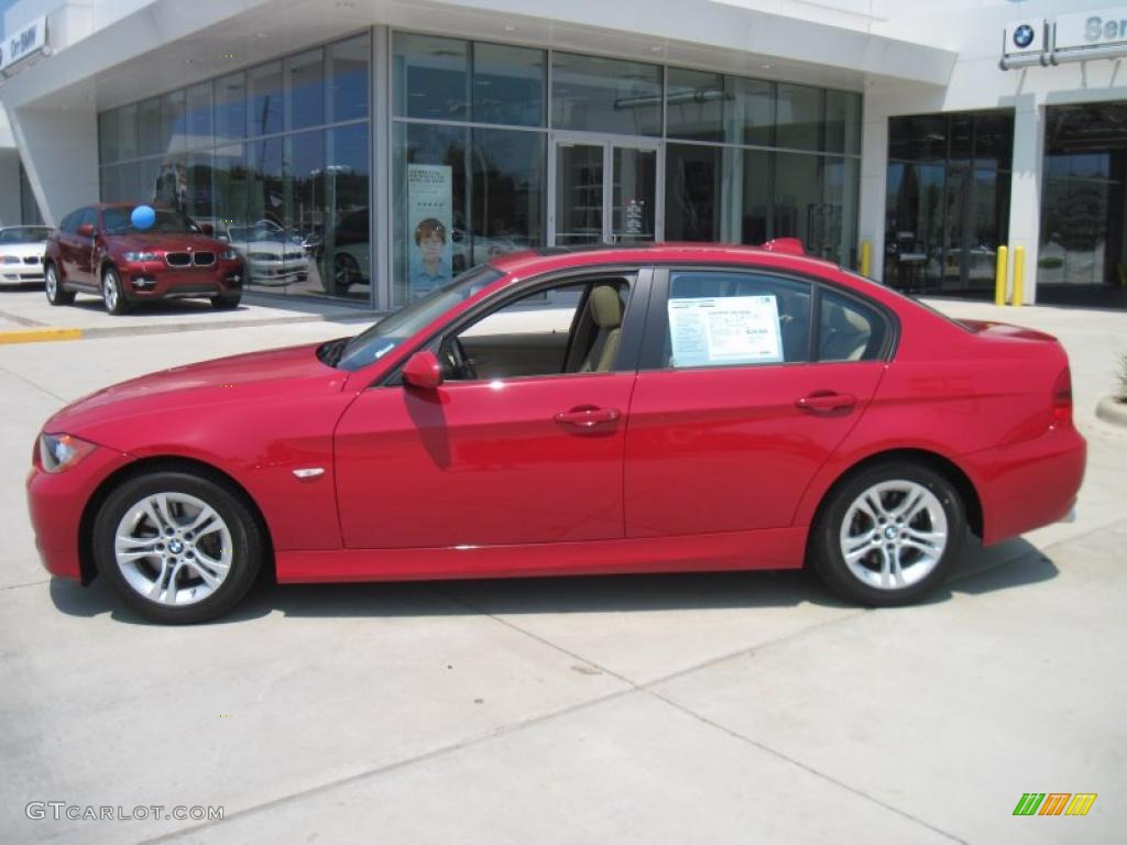 2008 3 Series 328i Sedan - Crimson Red / Beige photo #3