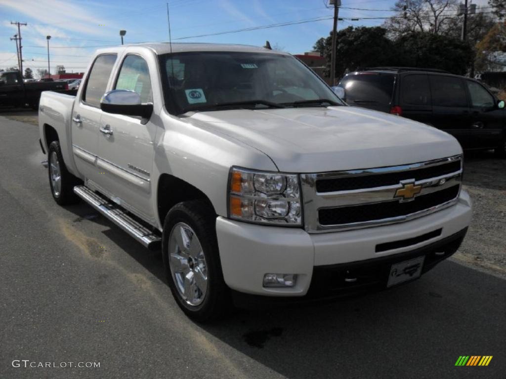 2011 Silverado 1500 LTZ Crew Cab 4x4 - White Diamond Tricoat / Dark Cashmere/Light Cashmere photo #5