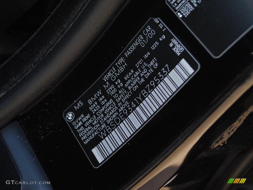2000 BMW M5 Standard M5 Model Info Tag Photo #40897417