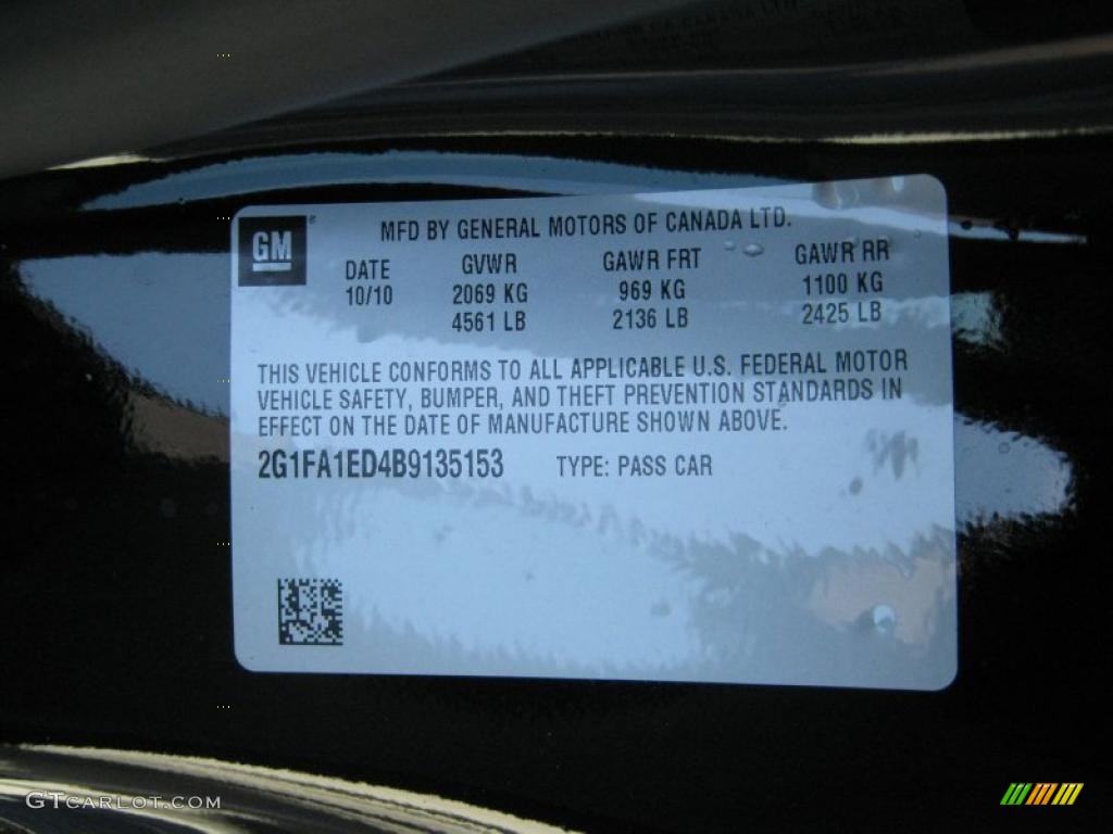 2011 Chevrolet Camaro LS Coupe Info Tag Photo #40897997