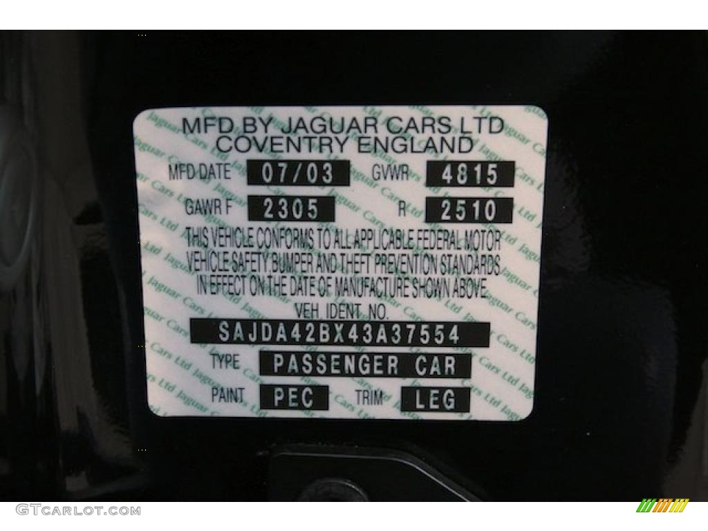 2004 Jaguar XK XKR Convertible Color Code Photos