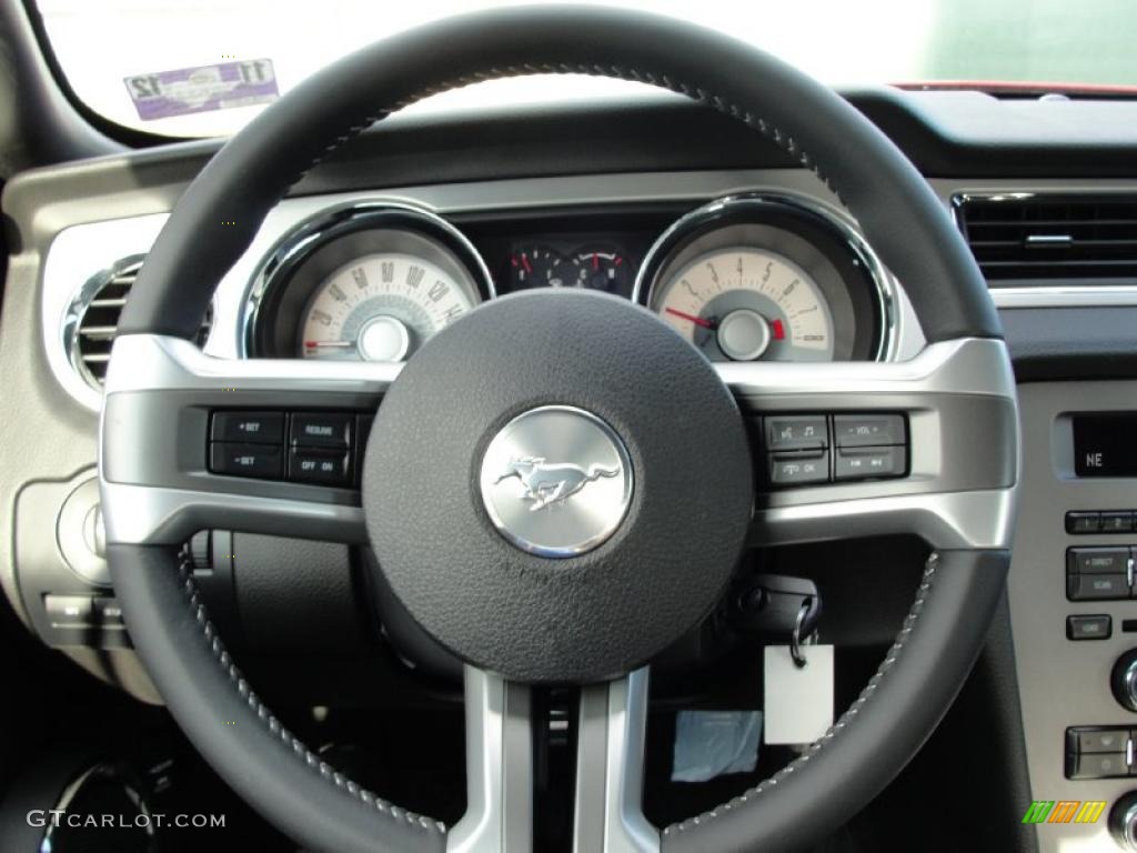 2011 Ford Mustang GT Premium Convertible Charcoal Black Steering Wheel Photo #40921765