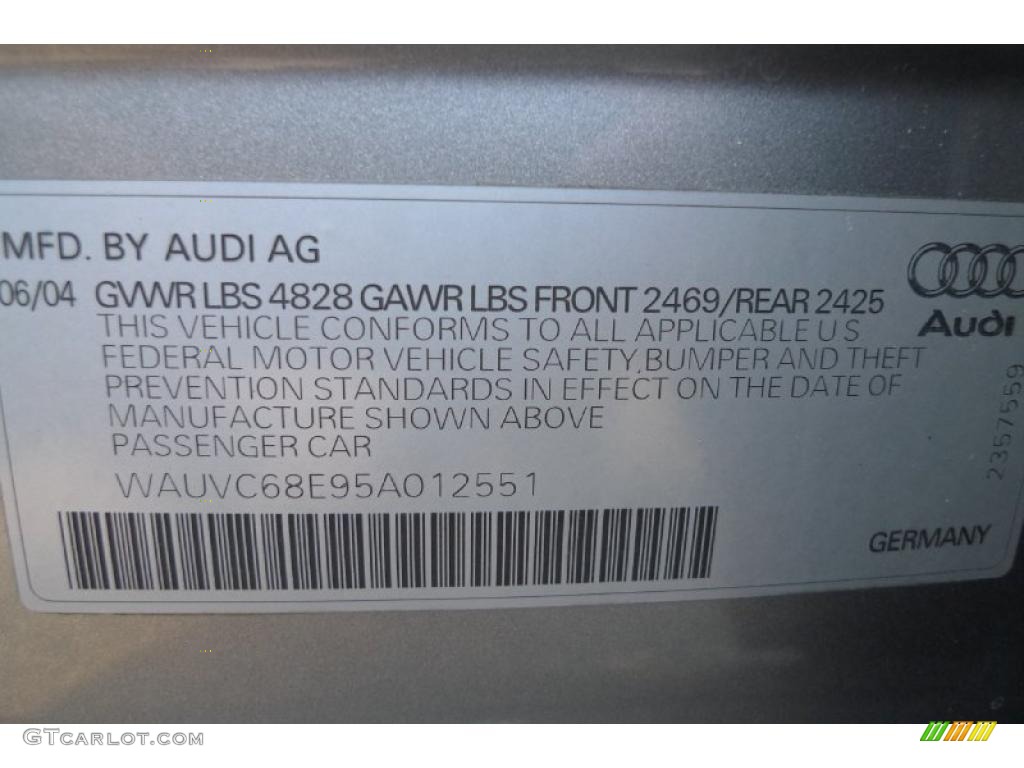 2005 Audi A4 1.8T quattro Avant Info Tag Photos