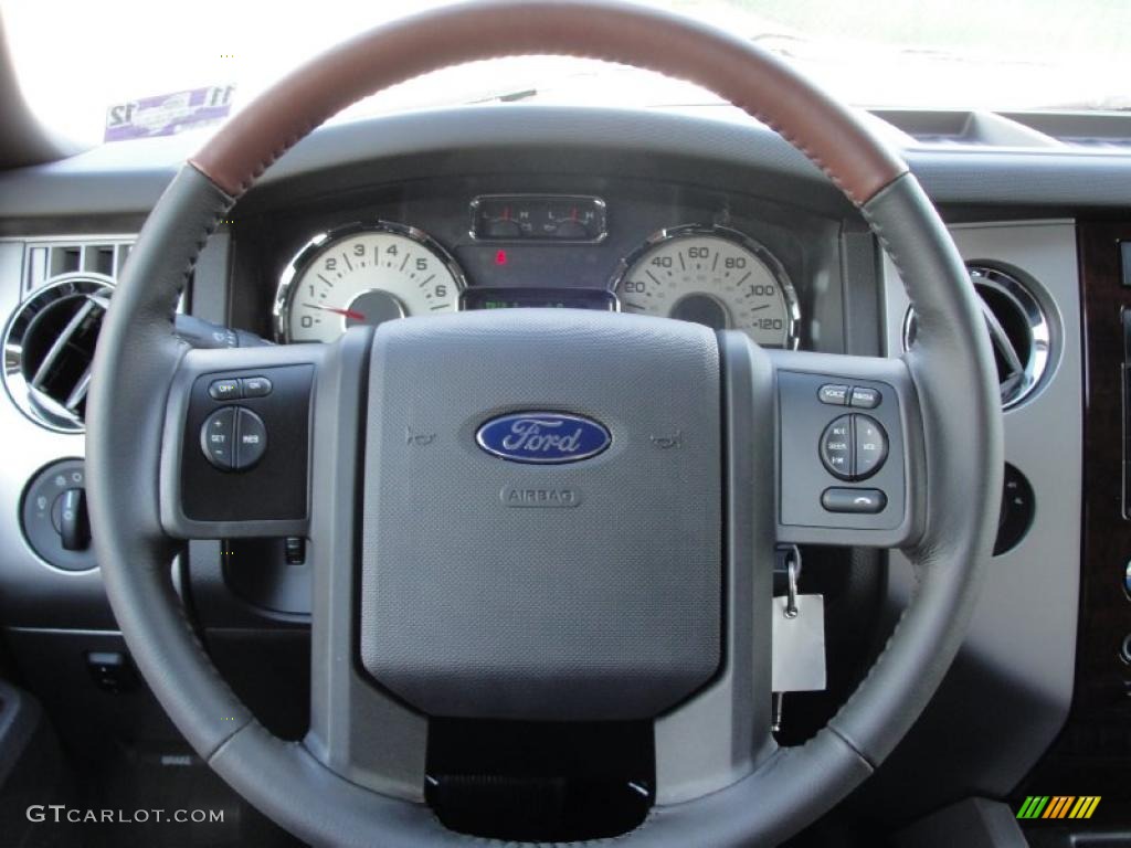 2011 Ford Expedition EL King Ranch 4x4 Chaparral Leather Steering Wheel Photo #40924080
