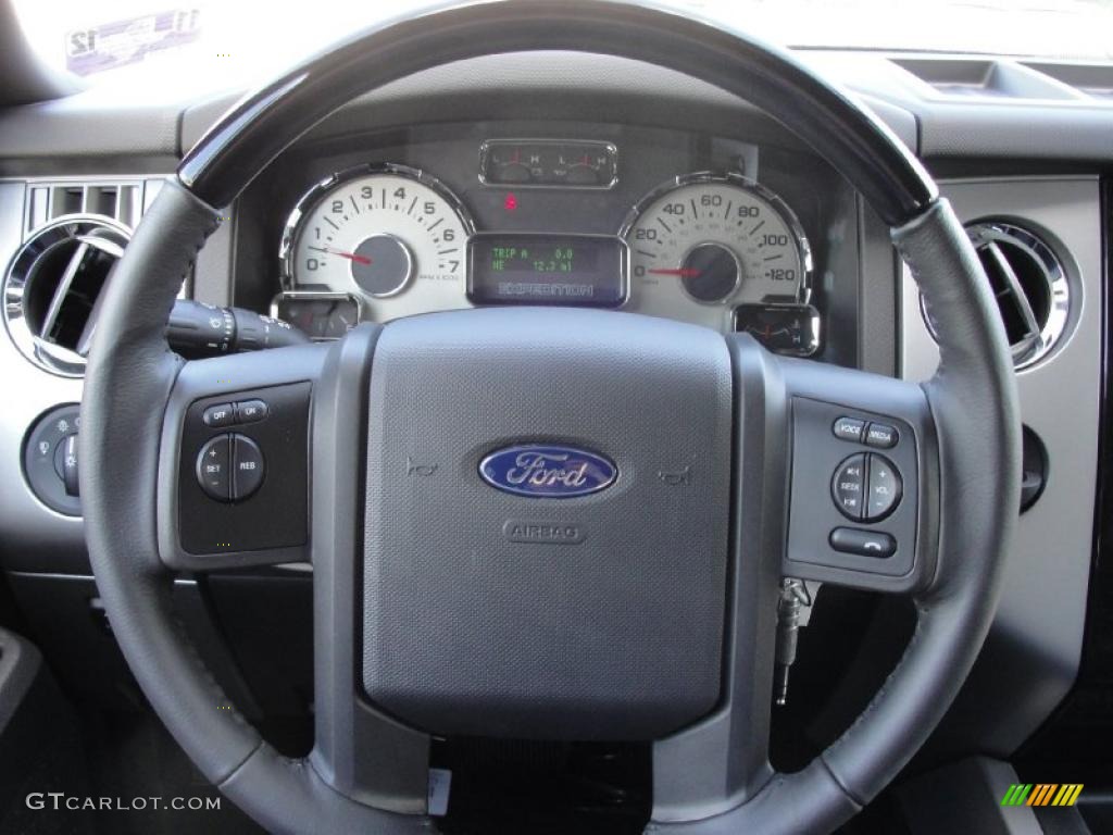 2011 Ford Expedition EL Limited Charcoal Black Steering Wheel Photo #40924820