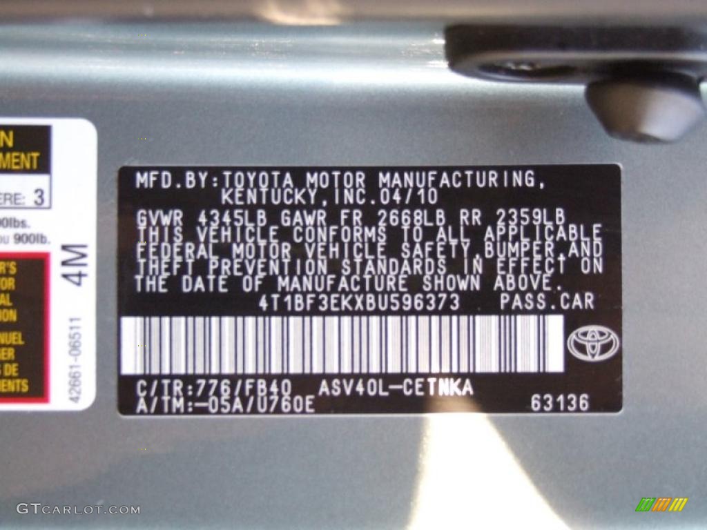 2011 Camry Color Code 776 for Aloe Green Metallic Photo #40932850