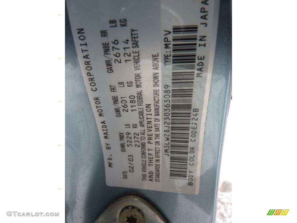 2003 Mazda MPV ES Color Code Photos