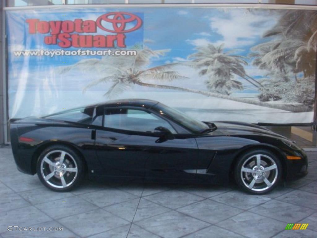 2009 Corvette Coupe - Black / Ebony/Red photo #1