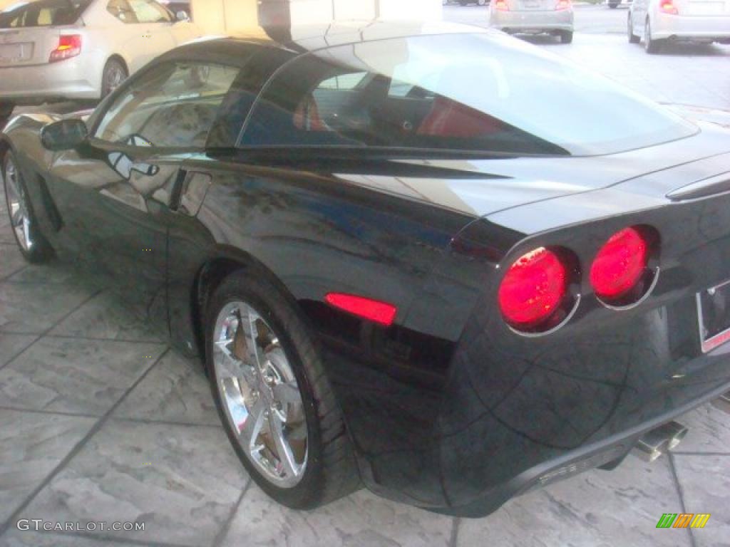 2009 Corvette Coupe - Black / Ebony/Red photo #5