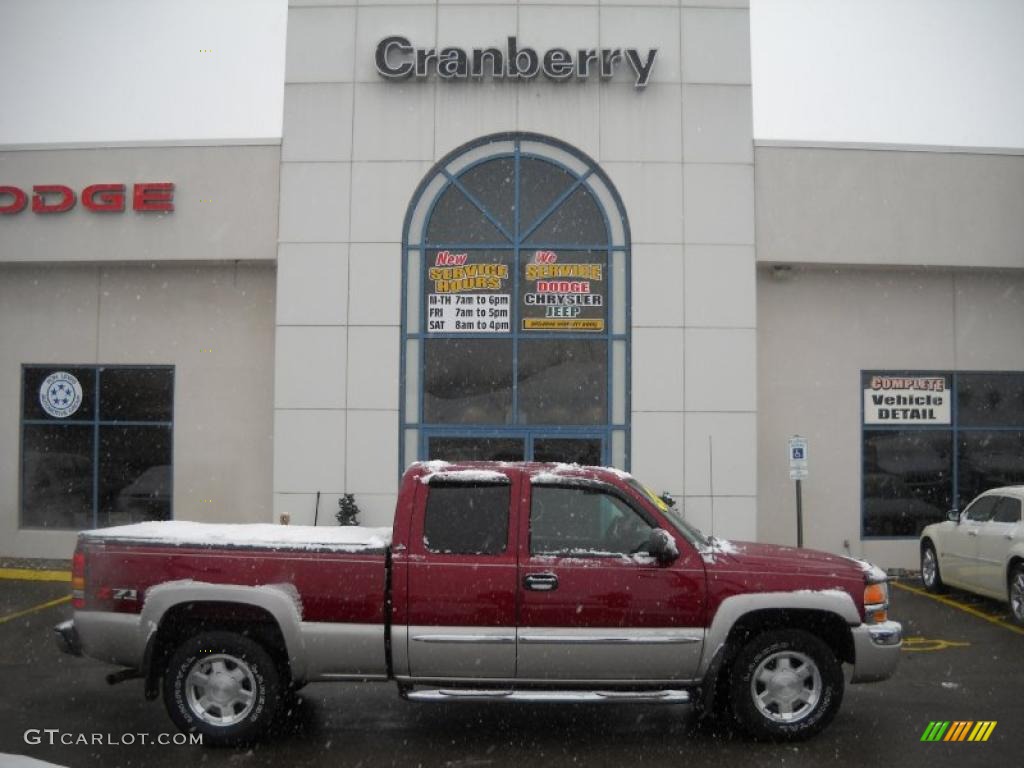 2004 Sierra 1500 SLE Extended Cab 4x4 - Sport Red Metallic / Dark Pewter photo #1