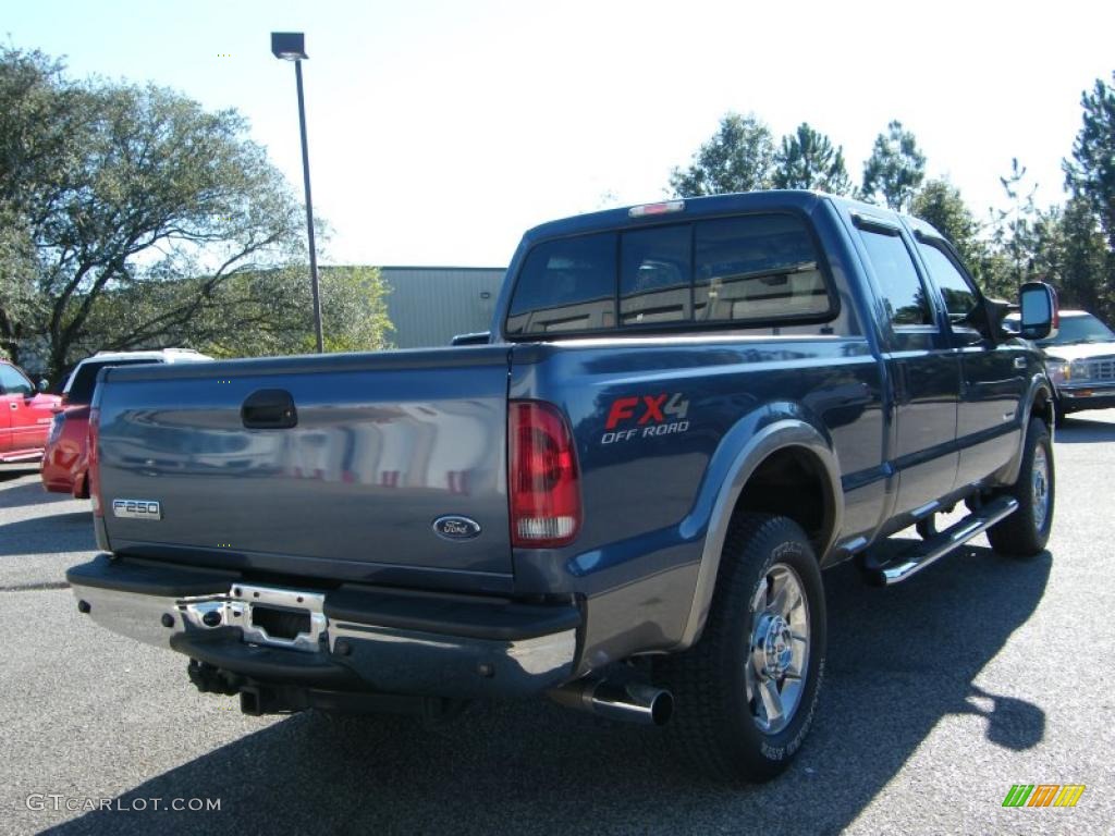 2007 F250 Super Duty Lariat Crew Cab 4x4 - Medium Wedgewood Blue Metallic / Tan photo #5