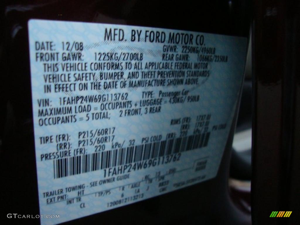 2009 Taurus Color Code HT for Cinnamon Metallic Photo #40957389