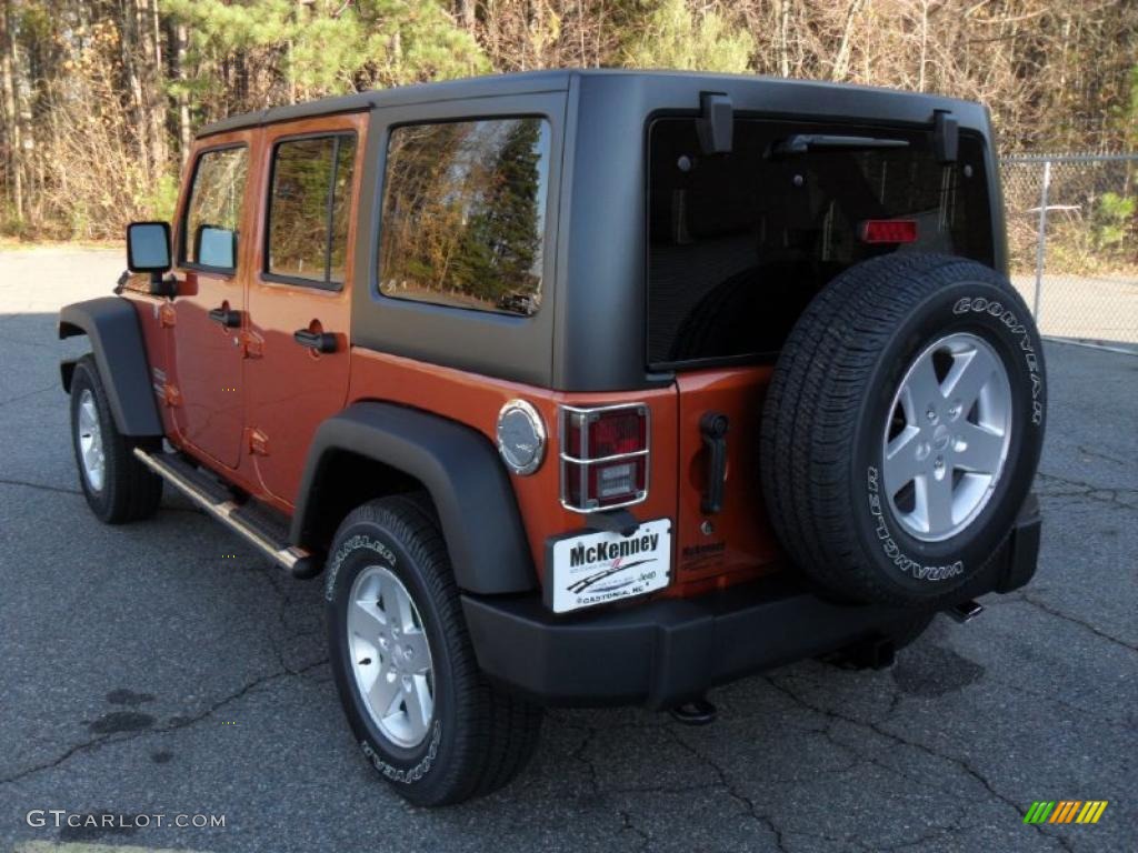 Mango Tango Pearl 2011 Jeep Wrangler Unlimited Sport 4x4 Exterior Photo #40959833