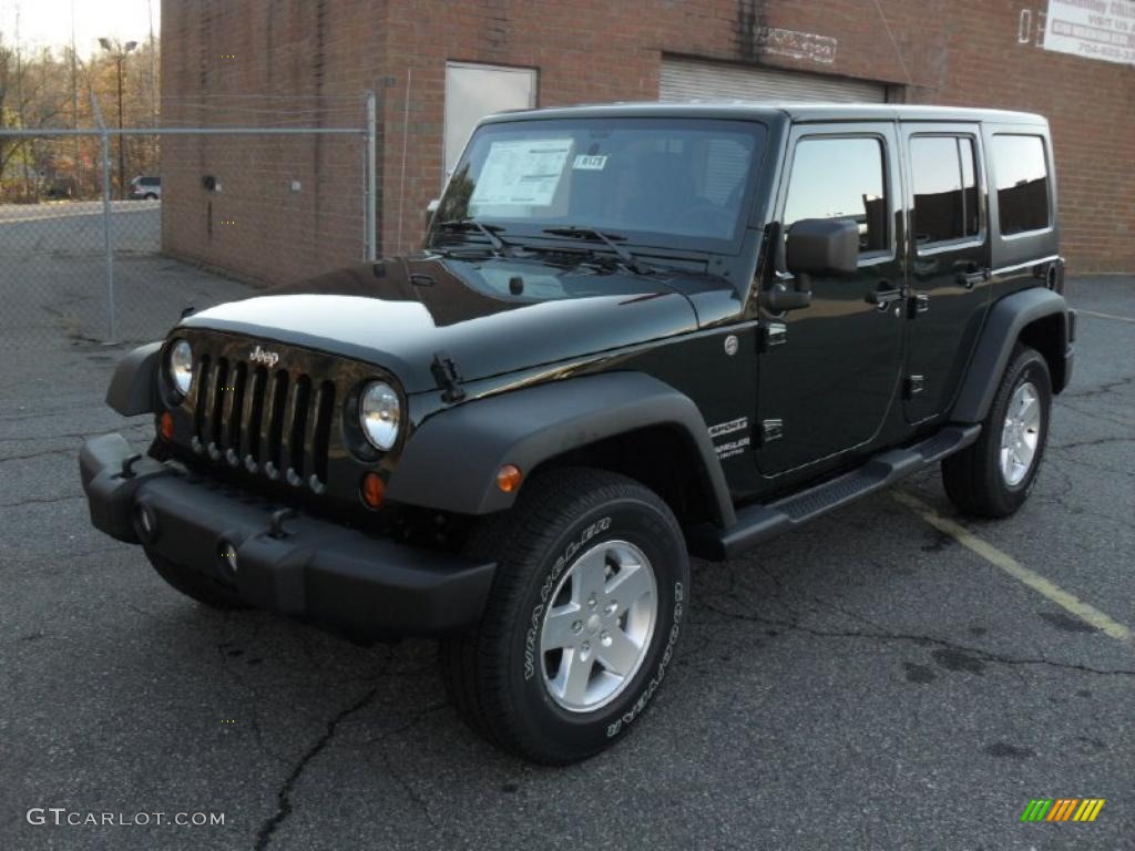2011 Wrangler Unlimited Sport 4x4 - Natural Green Pearl / Black photo #1