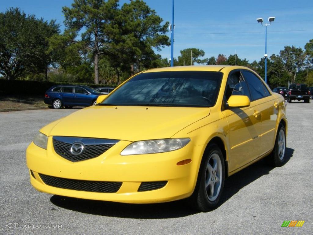 2003 MAZDA6 i Sedan - Speed Yellow / Gray photo #1