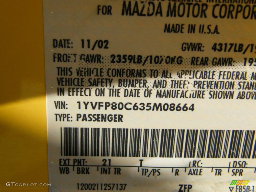 2003 MAZDA6 i Sedan - Speed Yellow / Gray photo #27