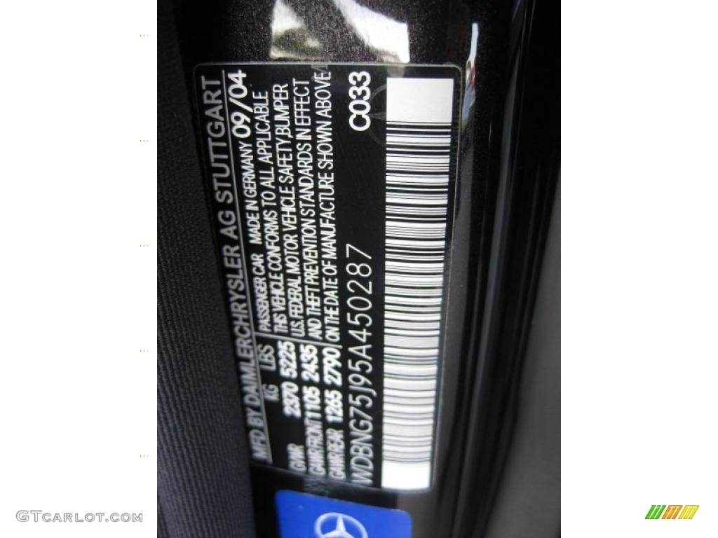 2005 S Color Code 033 for designo Mocha Black Metallic Photo #40974044