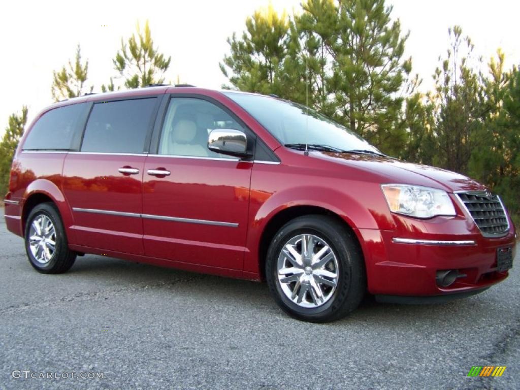 2008 Town & Country Limited - Deep Crimson Crystal Pearlcoat / Medium Pebble Beige/Cream photo #1