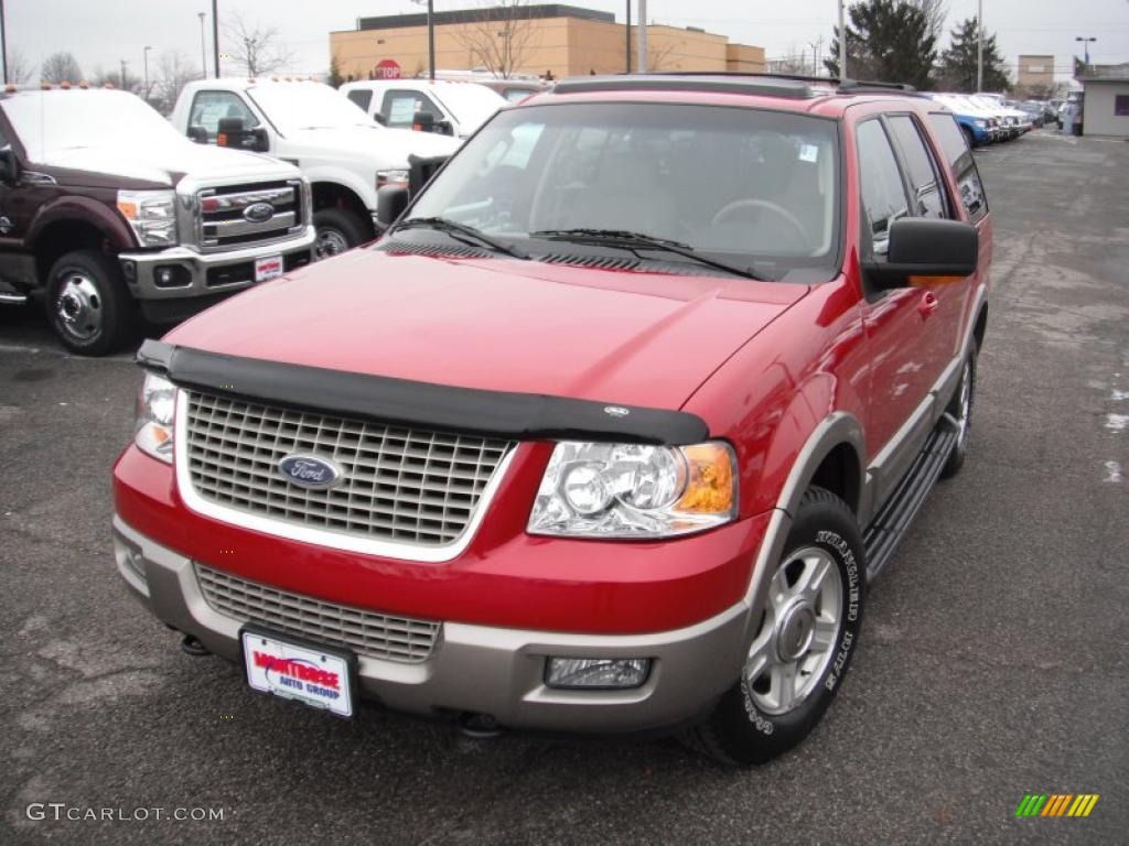 2003 Expedition Eddie Bauer 4x4 - Laser Red Tinted Metallic / Medium Parchment photo #9