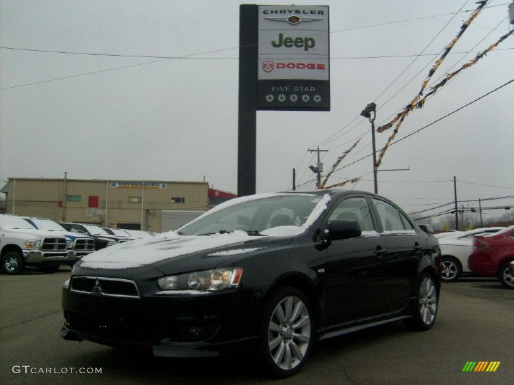 2008 Lancer GTS - Tarmac Black Pearl / Black photo #1