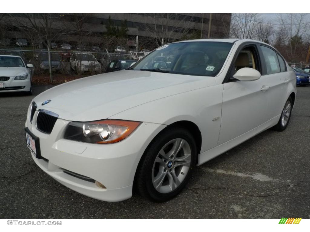 2008 3 Series 328xi Sedan - Alpine White / Beige photo #1
