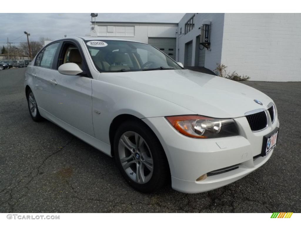 2008 3 Series 328xi Sedan - Alpine White / Beige photo #4