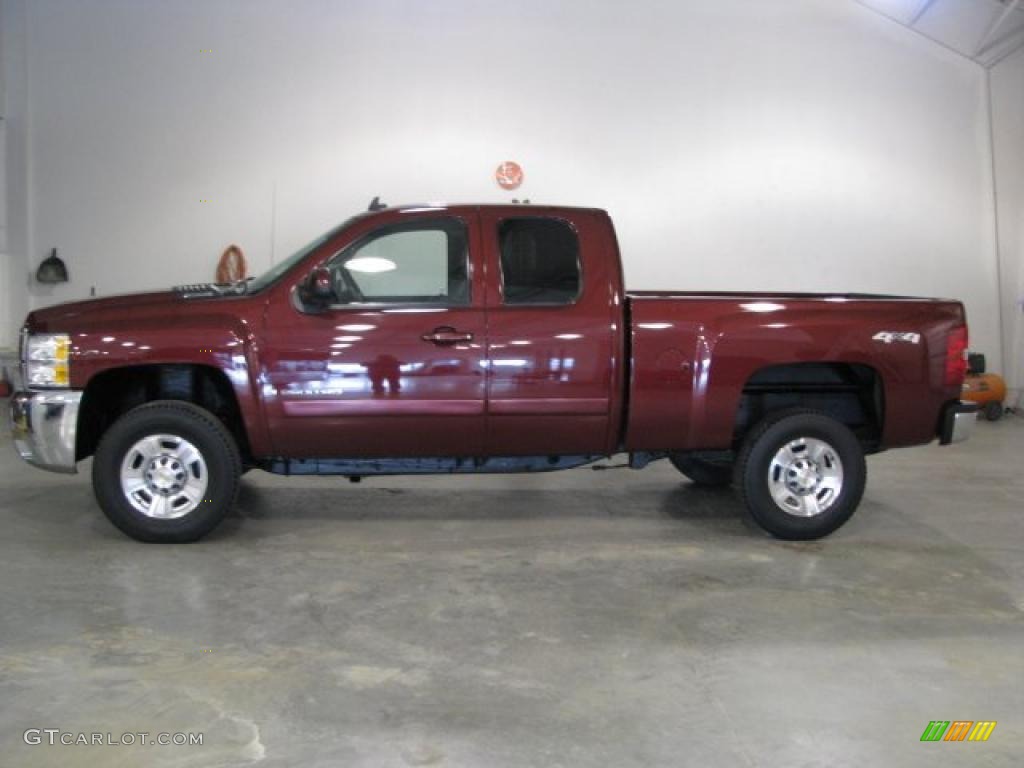 2008 Silverado 2500HD LTZ Extended Cab 4x4 - Deep Ruby Metallic / Ebony Black photo #1