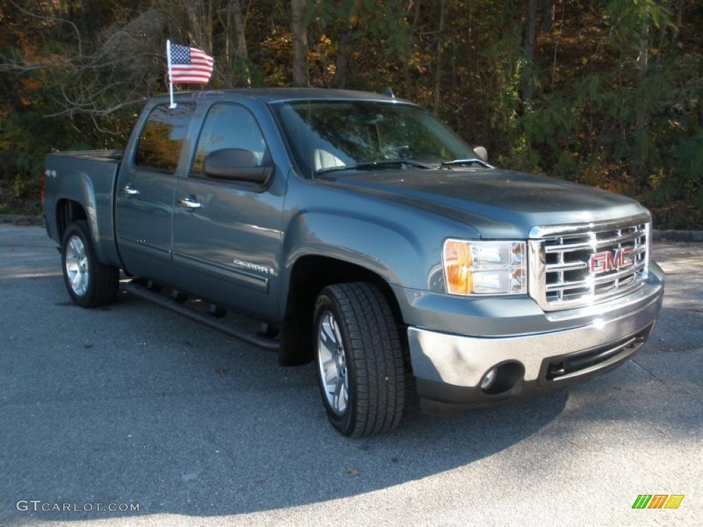 2008 Sierra 1500 SLE Crew Cab 4x4 - Stealth Gray Metallic / Ebony photo #1