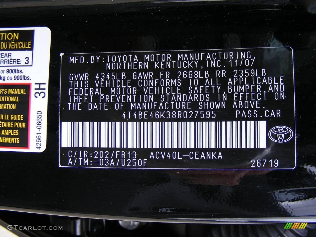 2008 Camry LE - Black / Ash photo #39