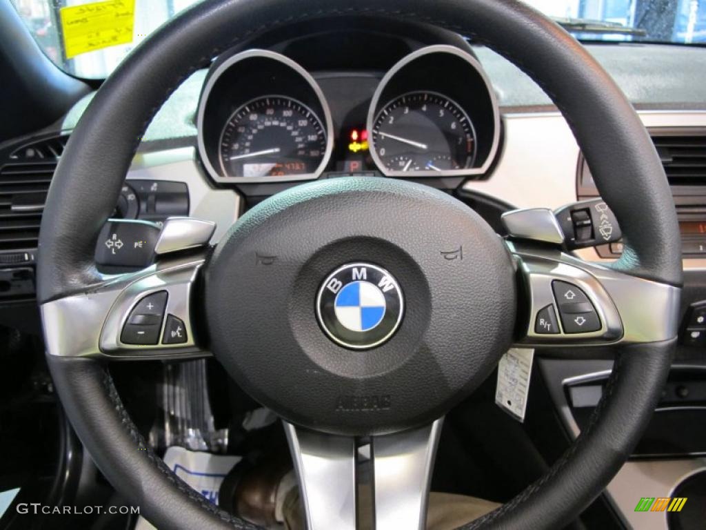 2006 BMW Z4 3.0i Roadster Black Steering Wheel Photo #41025304