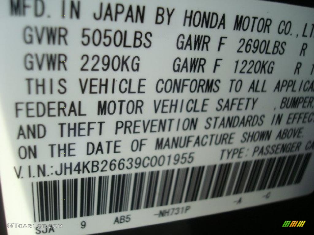 2009 RL Color Code NH731P for Crystal Black Pearl Photo #41032200