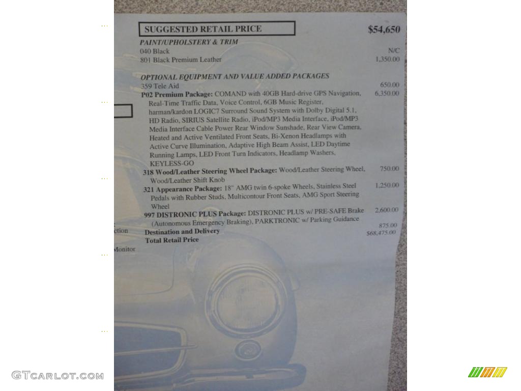 2010 Mercedes-Benz E 550 Coupe Window Sticker Photo #41036196