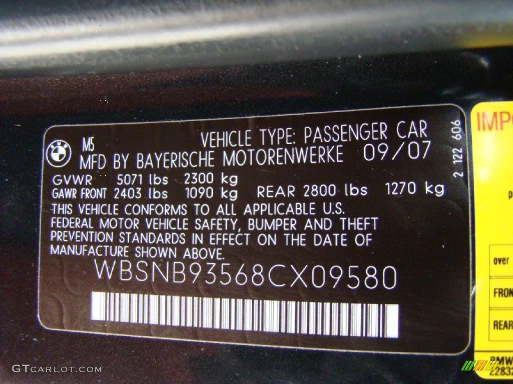 2008 BMW M5 Sedan Info Tag Photo #41042713