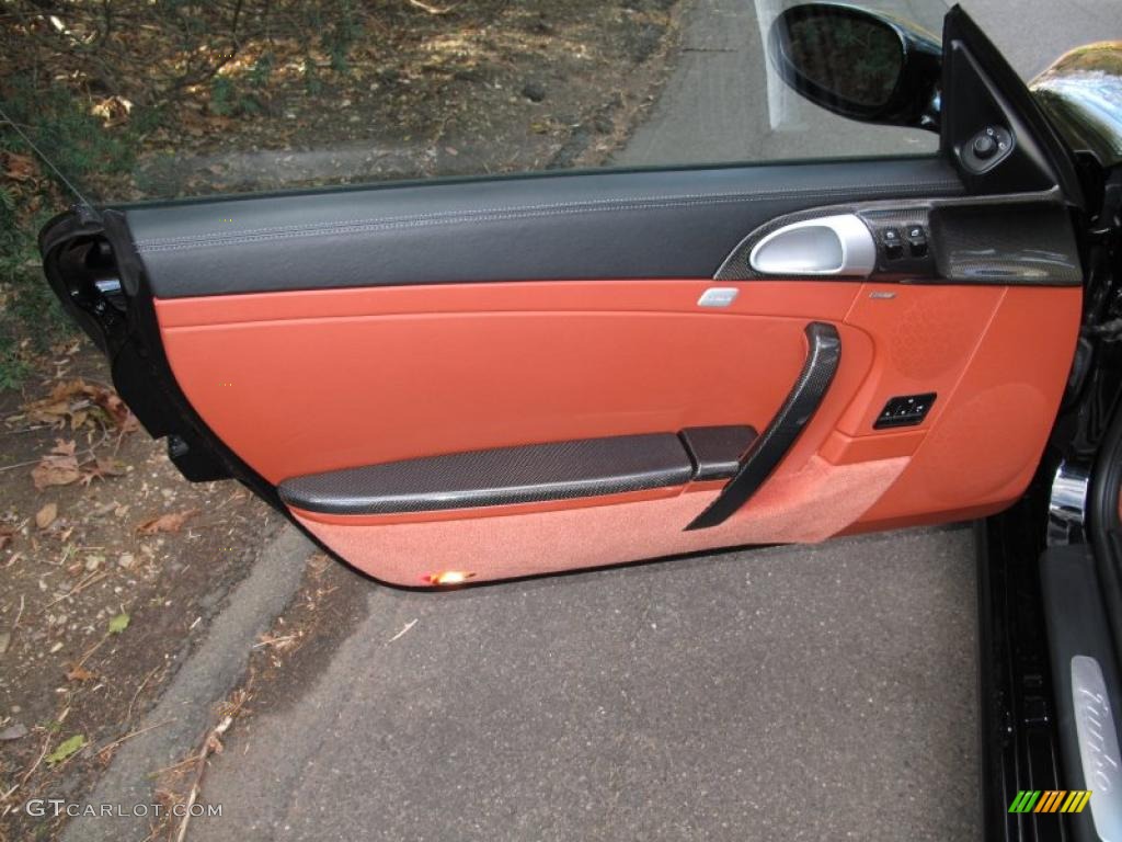 2007 Porsche 911 Turbo Coupe Black/Terracotta Door Panel Photo #41044049