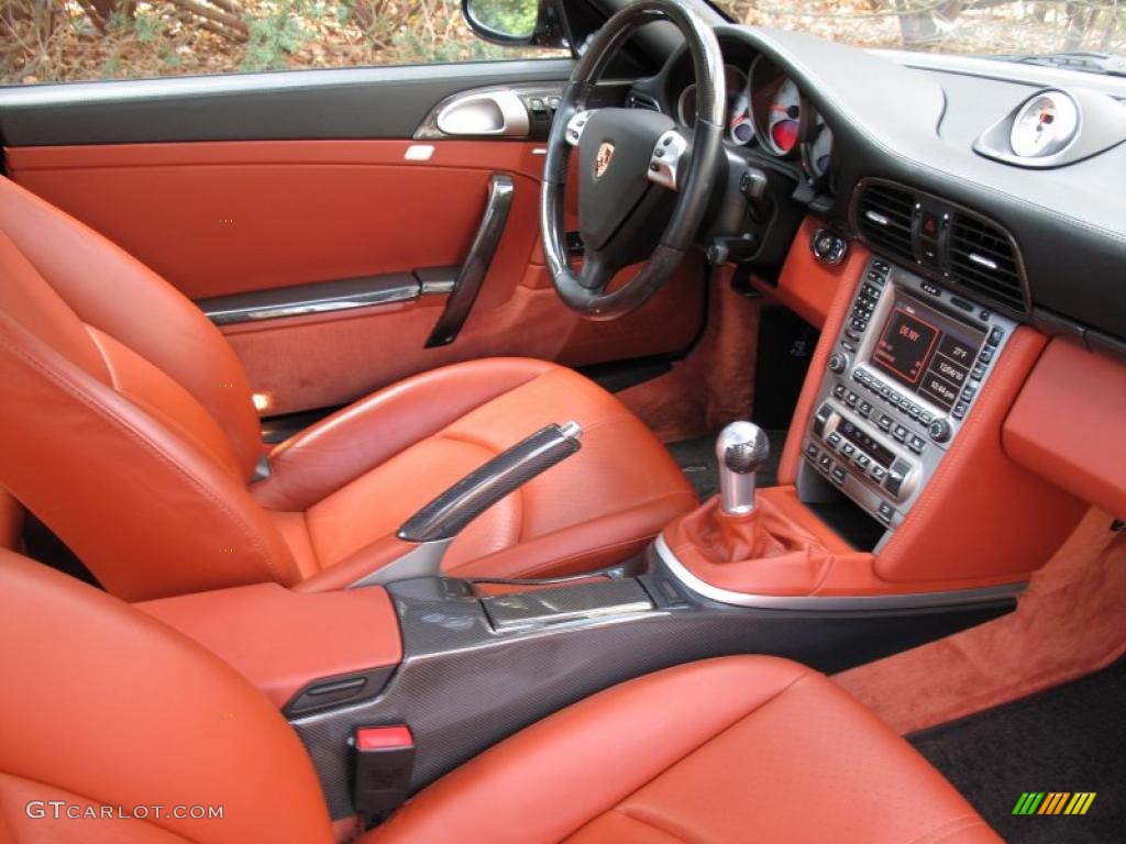 Black/Terracotta Interior 2007 Porsche 911 Turbo Coupe Photo #41044101