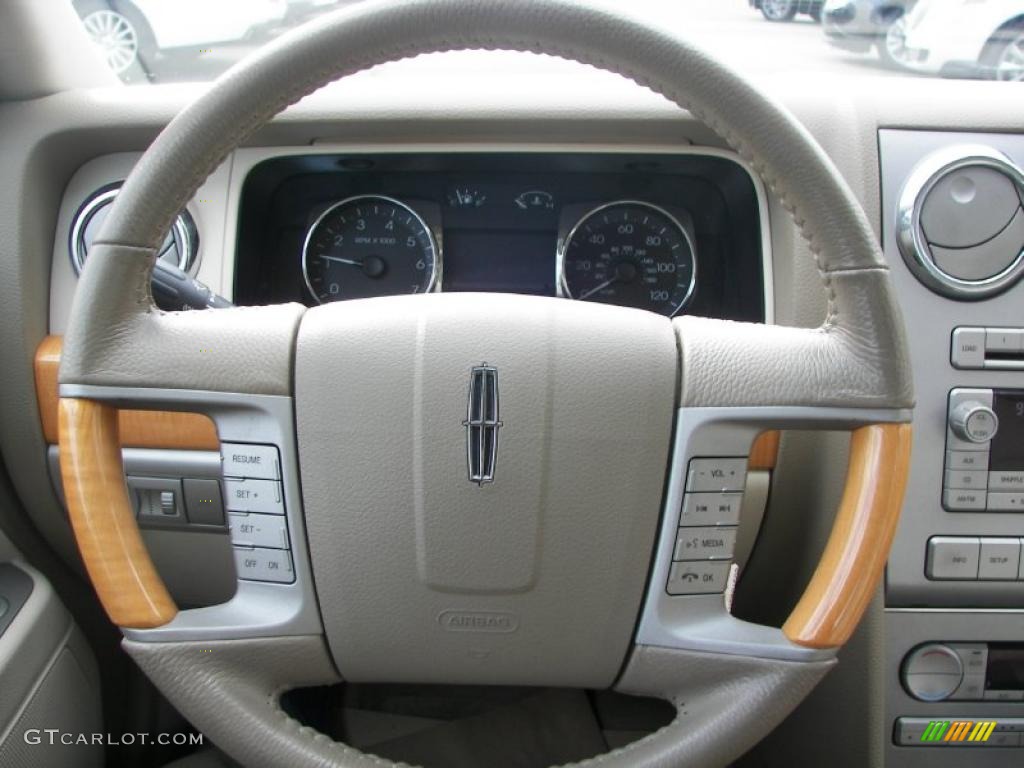 2009 Lincoln MKZ Sedan Light Stone Steering Wheel Photo #41044481