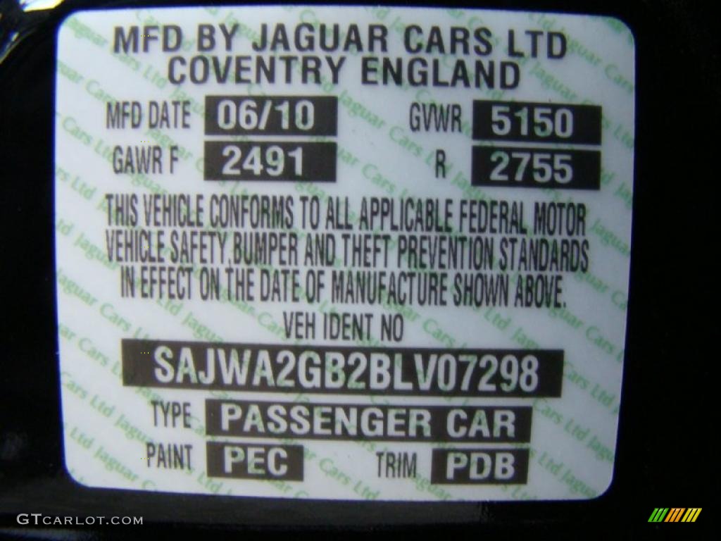 2011 XJ Color Code PEC for Ebony Black Photo #41050721