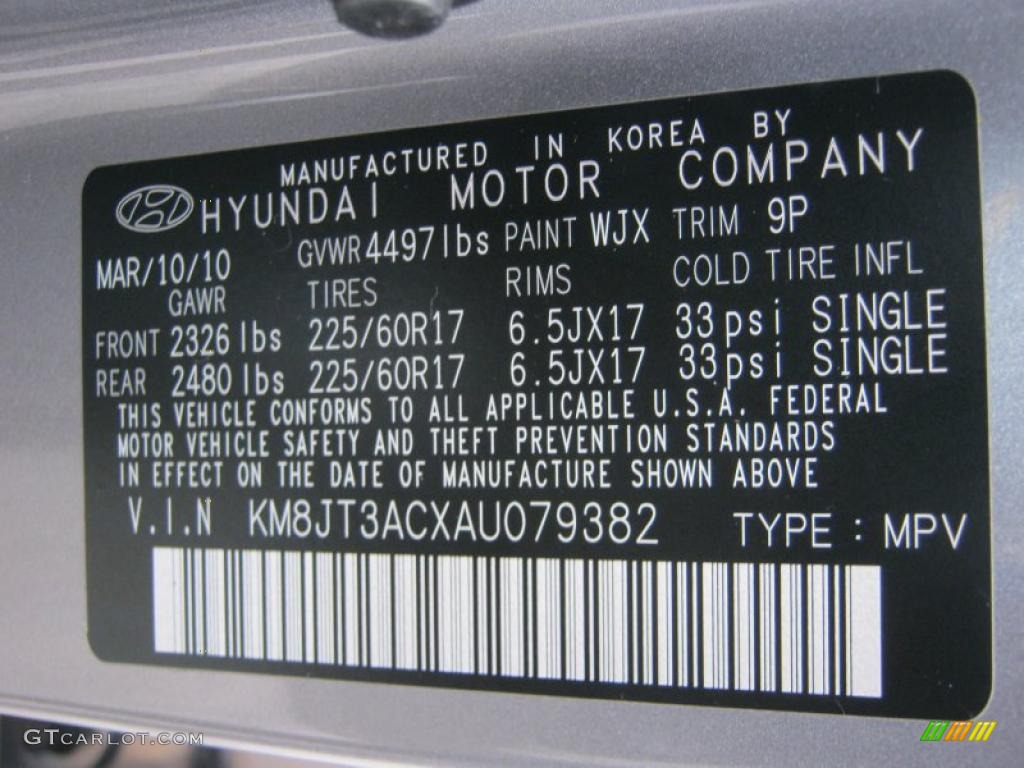 2010 Tucson Color Code WJX for Graphite Gray Photo #41060971
