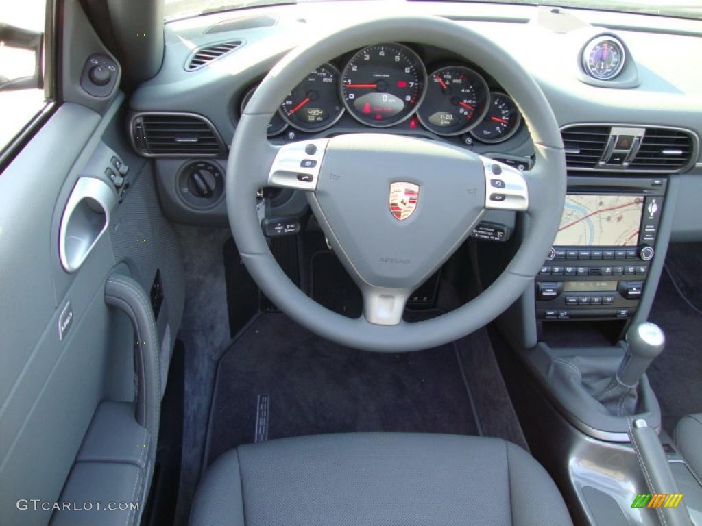 2009 Porsche 911 Carrera Cabriolet Stone Grey Steering Wheel Photo #41062155