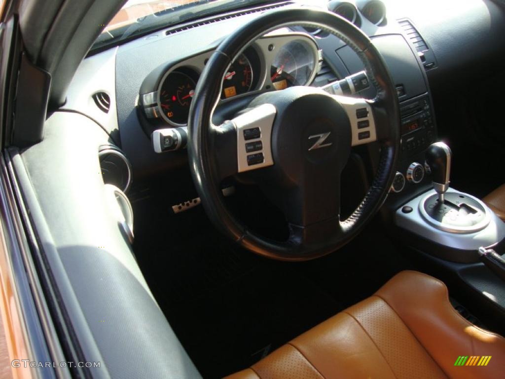 2006 350Z Touring Coupe - Le Mans Sunset Metallic / Burnt Orange Leather photo #12
