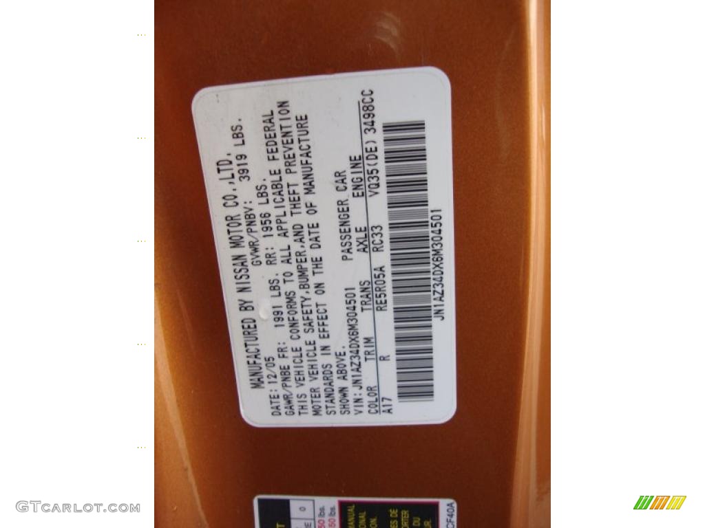 2006 350Z Touring Coupe - Le Mans Sunset Metallic / Burnt Orange Leather photo #43