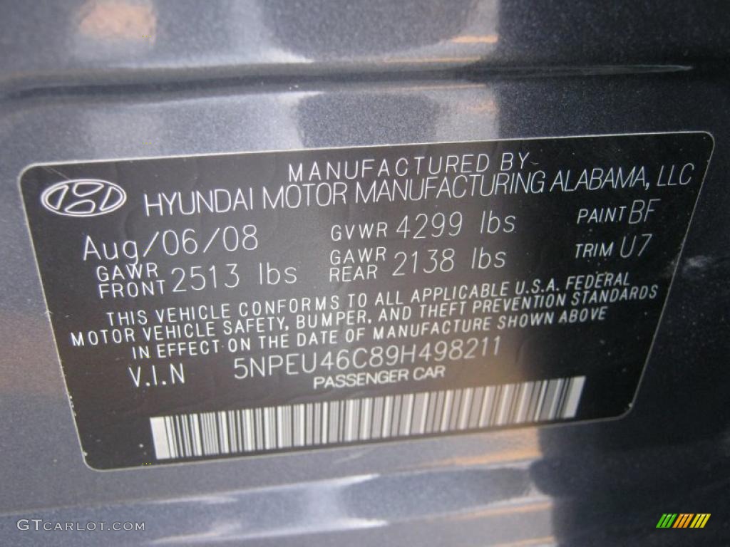 2009 Sonata Color Code BF for Slate Blue Photo #41065571