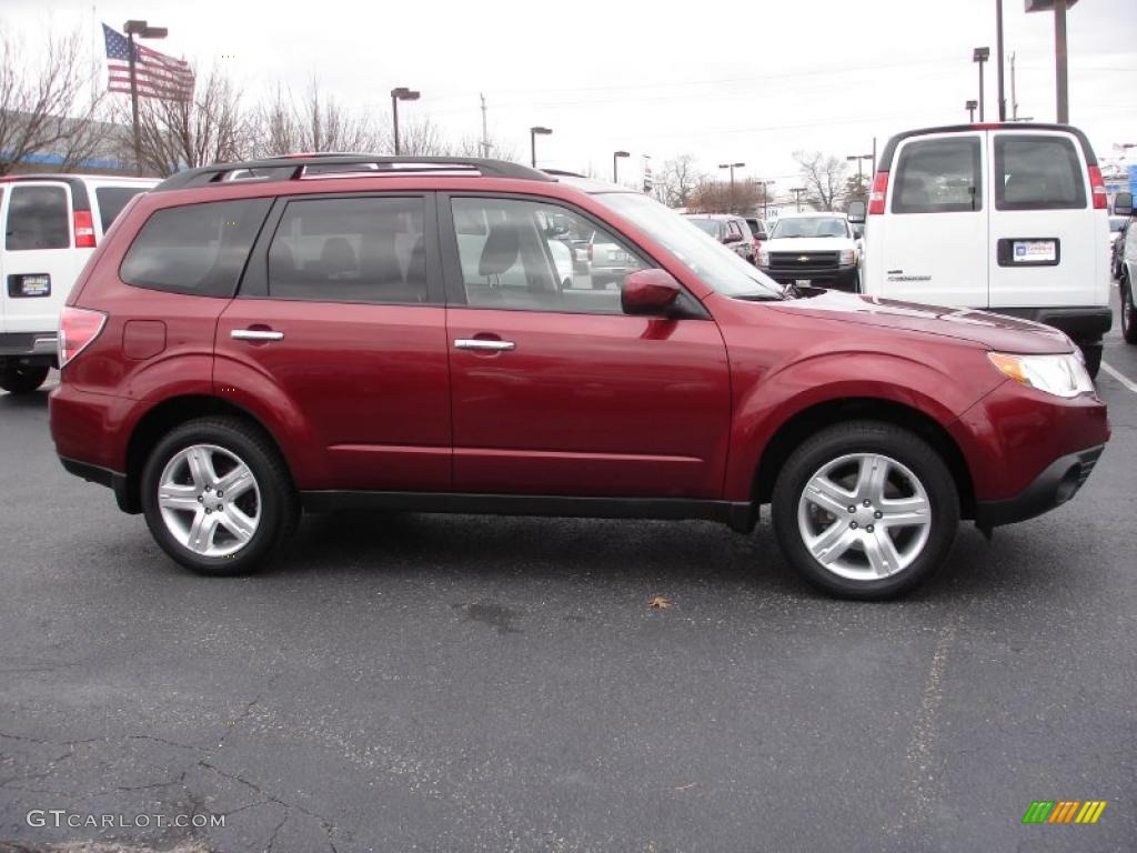 2009 Forester 2.5 X Premium - Camellia Red Pearl / Black photo #7