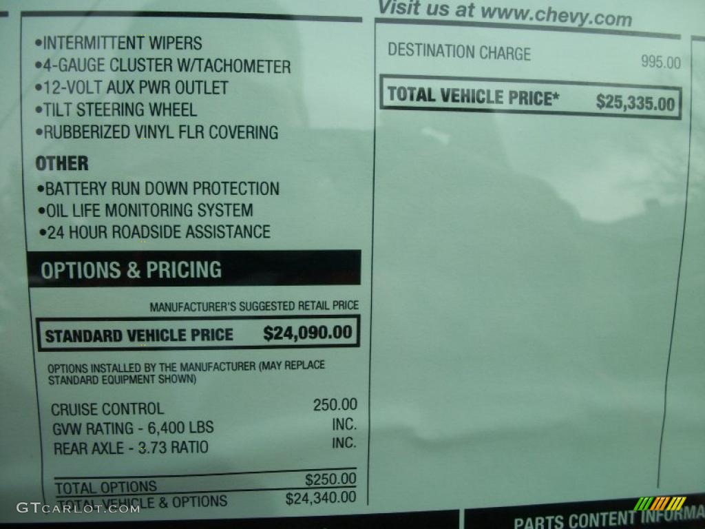 2011 Chevrolet Silverado 1500 Regular Cab 4x4 Window Sticker Photo #41074139