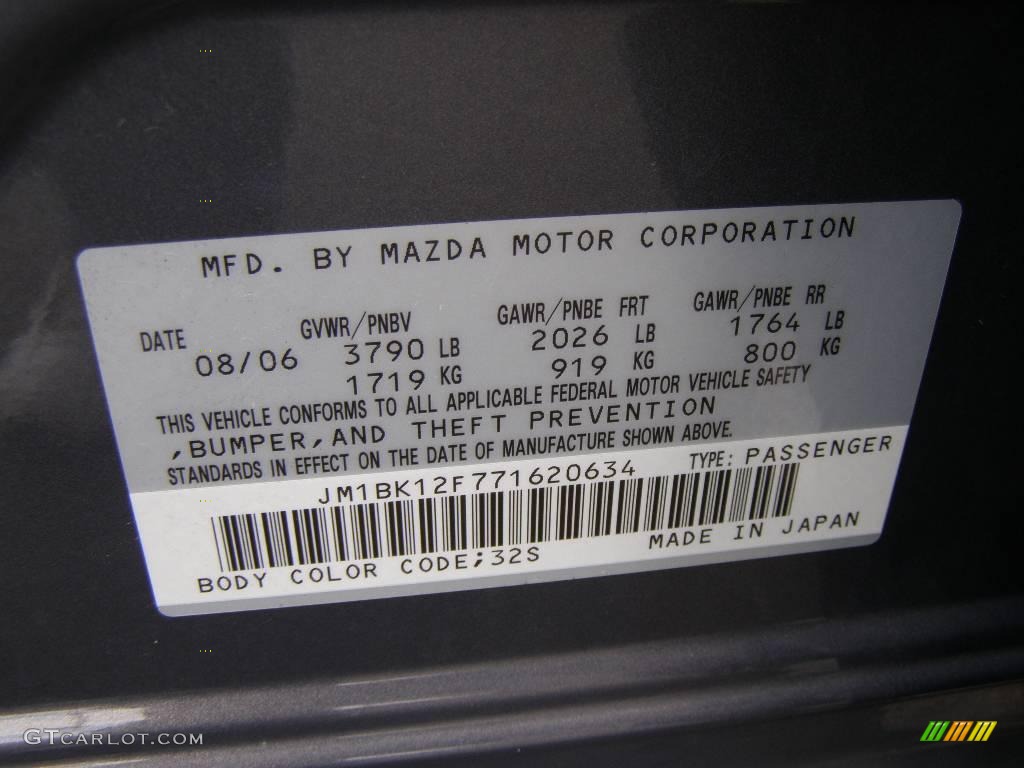 2007 MAZDA3 i Sedan - Galaxy Gray Mica / Black photo #14