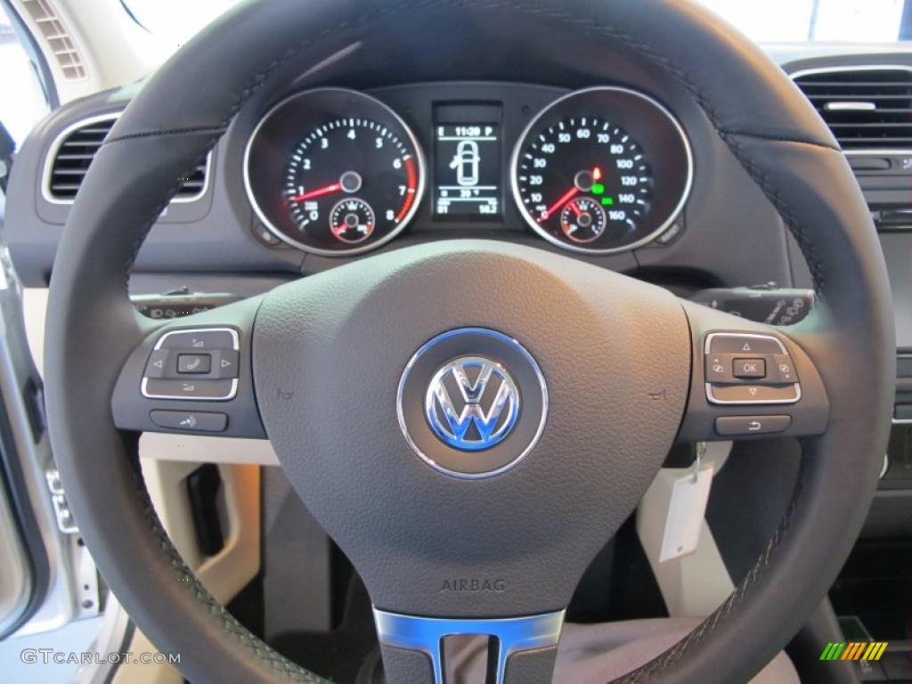 2011 Volkswagen Jetta SE SportWagen Cornsilk Beige Steering Wheel Photo #41075867